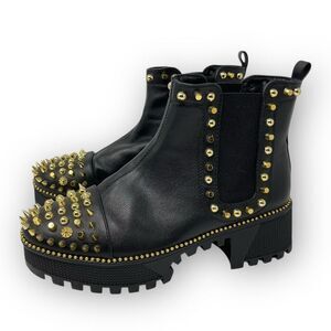 Cape Robbin Platform Combat Ankle Boots Studded Black Gold Women’s Size 8